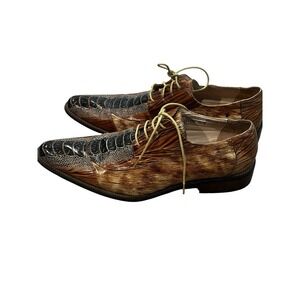 Cavalli Men's Exotic Ostrich Leg Hair Calf Leather  Dress Shoes Size 12